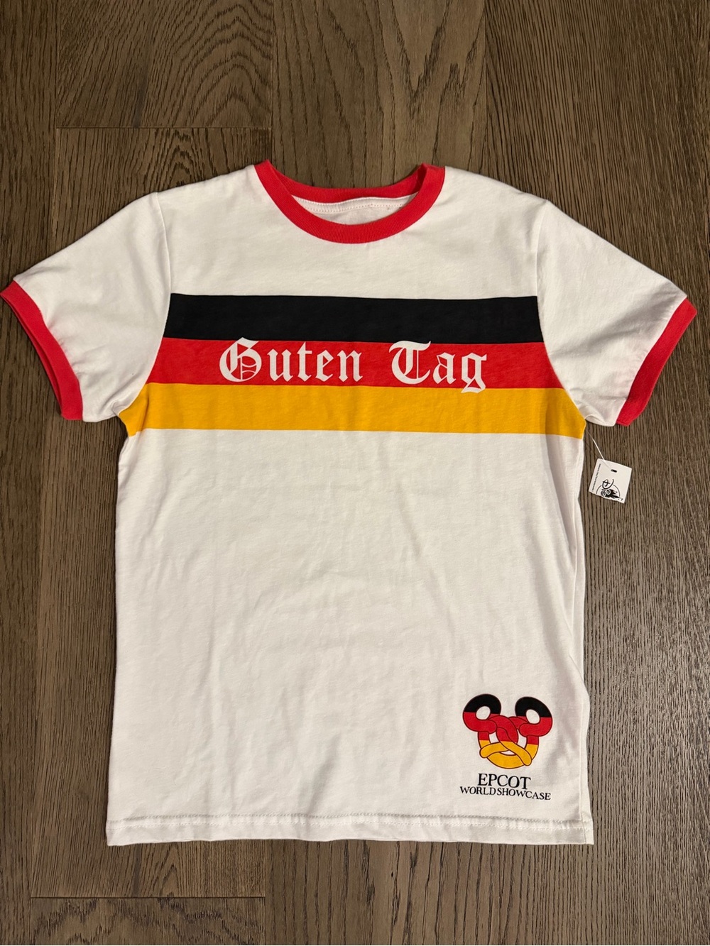NWT Kids Disney EPCOT World Showcase Germany Pavilion "Guten Tag" Ringer Tee